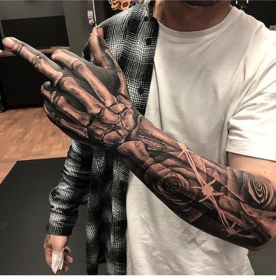 Art Immortal Tattoo  Tattoos  New School  Skeleton Hand with Rose Tattoo