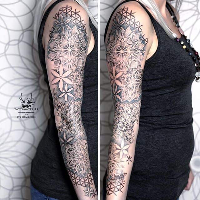 Tattoo uploaded by miabacchiart  dotwork and honeycomb sleeve filler i  started a while back   Tattoodo