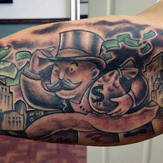 Darkside Tattoo  Tattoos  Color  Color Monopoly Man Tattoo