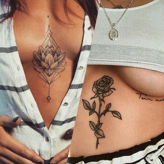 Tatouage éphémère temporaire Underboob rose et ornements  Tattoo Your Style