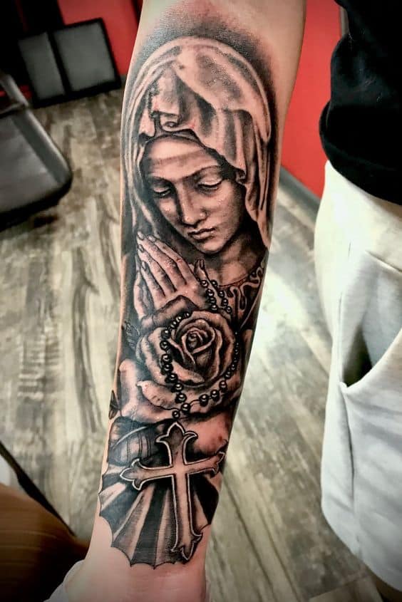 Tattoo tagged with rose st mary leg  inkedappcom
