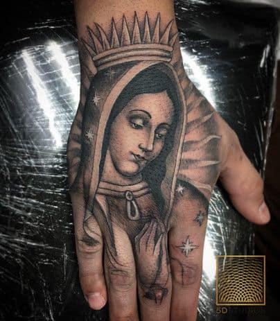 14 Solemn Virgin Mary Tattoos That Are Not Michelangelos Pieta  Tattoodo