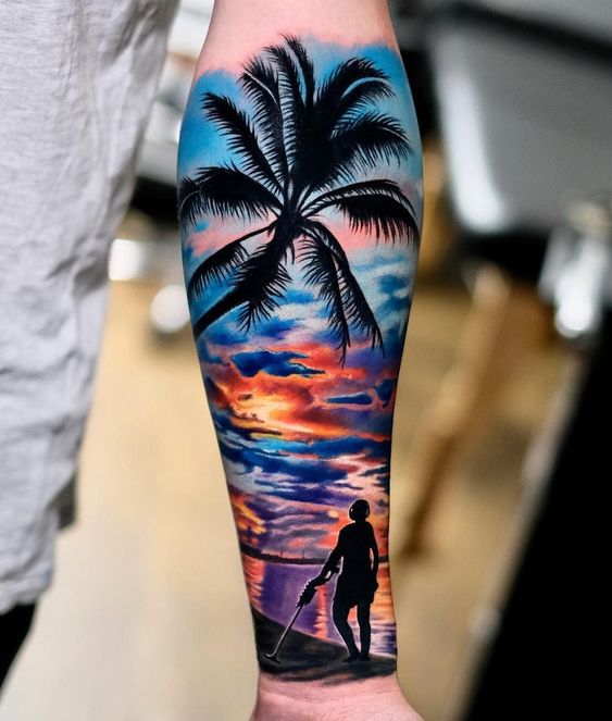 Beach Arm Tattoo  Allegory Ink