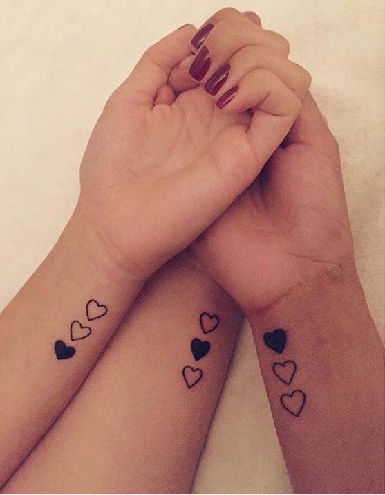 Matching Hearts Temporary Tattoo Set of 3x3  Small Tattoos