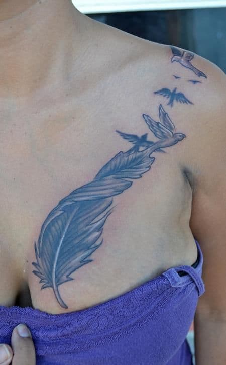 Traveller tattoo on the left side of the chest
