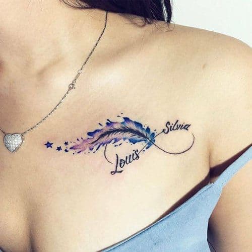 39 Cute Feather Tattoos On Chest  Tattoo Designs  TattoosBagcom